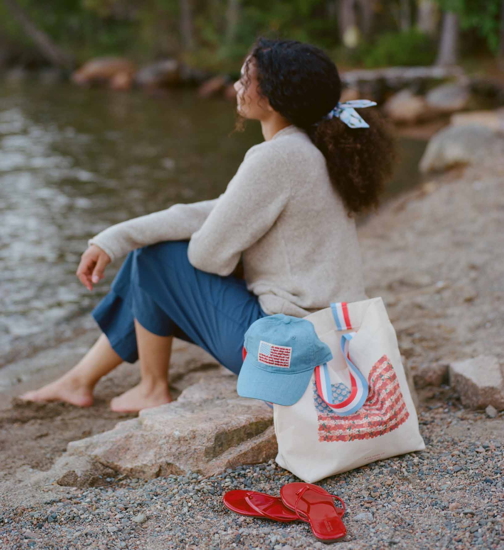 East West Canvas Tote Bag - Americana - Image 3