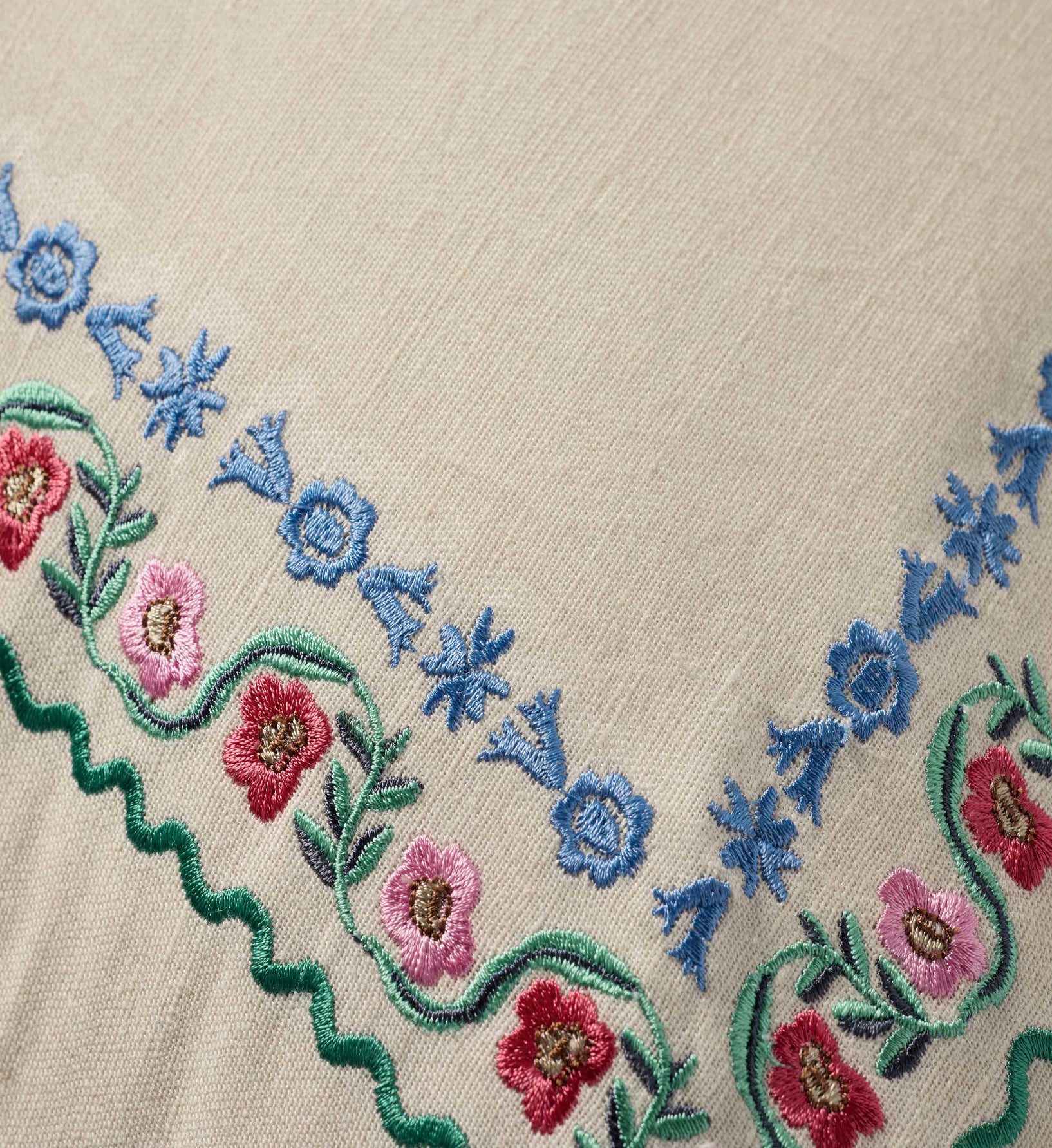 Delphine Border Embroidered Pillow - Cream - Image 2