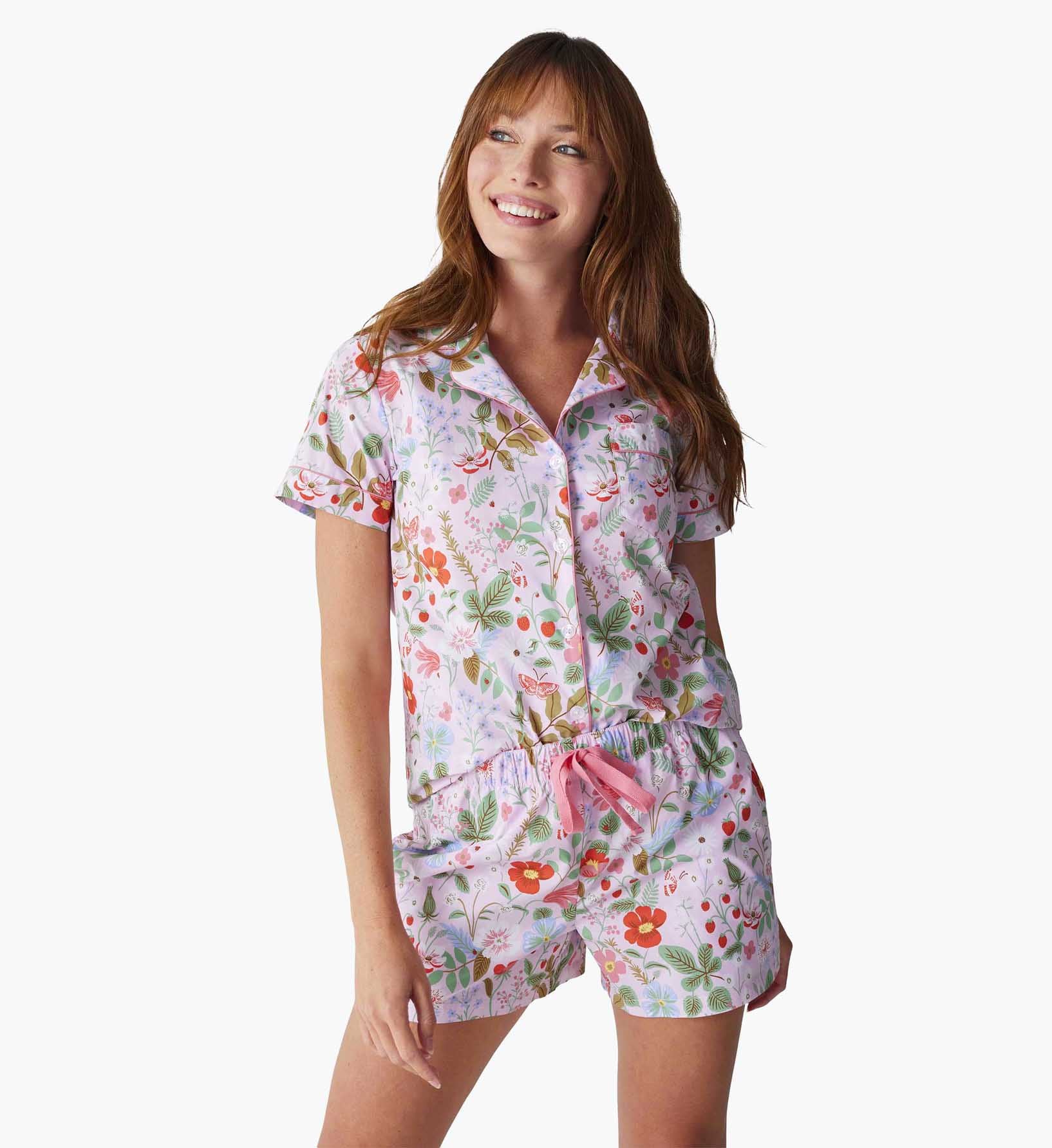 Poplin Button Front Short Set - Strawberry Fields - Image 2
